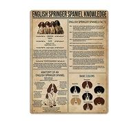 Lsjuee English Springer Spaniel Conoscenza Targhe in Metallo, Poster vintage Bar Casa Bagno Segni in metallo Pittura in ferro Placca Decorazione da parete 8x12 pollici Placche da club
