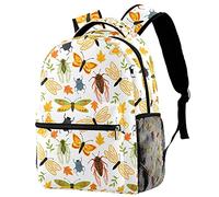 Lsjuee Farfalla Libellula Cicala Nature Insect Pattern Zaino | Zaino, borse per libri, idea regalo di compleanno