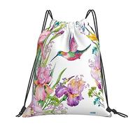 Lsjuee Garden With Birds And Flowers Borsa con coulisse per il tempo libero unisex semplice, borse con coulisse da palestra, borse portaoggetti per zaino portatile da esterno