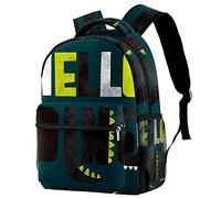 Lsjuee Green Hello Dinosaur School Backapck, elegante borsa per computer portatile per donne e ragazze, borsa per laptop per insegnanti, zainetto casual per notebook da 15 pollici