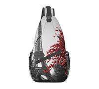 Lsjuee Grey Paris Tower Borsa da petto diagonale casual unisex, borsa a tracolla multiuso da viaggio, zaino da escursionismo