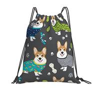 Lsjuee Indossare abiti Corgi Dogs Borsa con coulisse per il tempo libero unisex semplice, borse con coulisse da palestra, borse portaoggetti per zaino portatile da esterno