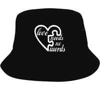 Lsjuee L'Amore Non ha Bisogno di Parole Cappello da Pescatore per la consapevolezza dell'autismo Uomo Donna Cappello da Sole per Il Tempo Libero all'aperto