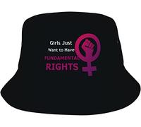 Lsjuee Le Ragazze vogliono Solo Avere i Diritti fondamentali Cappello da Pescatore Cappellino da Sole Cappelli da Pescatore da Spiaggia all'aperto ripiegabili per Donne e Uomini Nero