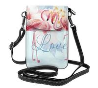 Lsjuee Love Flamingo - Pacchetto di carte a tracolla in pelle sintetica da donna, adatto alla maggior parte delle borse per smartphone