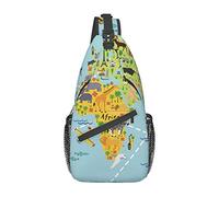 Lsjuee Mappa del mondo Borsa da petto diagonale casual unisex, borsa a tracolla multiuso da viaggio, zaino da escursionismo