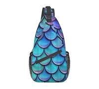 Lsjuee Mermaid Teal Fish Borsa da petto diagonale casual unisex, borsa a tracolla multiuso da viaggio, zaino da escursionismo