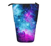 Lsjuee Nebula Space in astuccio con stampa rosa e blu, astuccio per matite in piedi, astuccio per cancelleria telescopico, astuccio per matite in piedi con cerniera