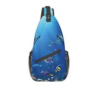 Lsjuee Ocean Tropical Fish Turtle Shark Borsa da petto diagonale casual unisex, borsa a tracolla multiuso da viaggio, zaino da escursionismo