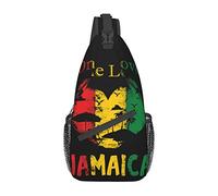 Lsjuee One Love Giamaicano Rasta Reggae Borsa a tracolla Donna Uomo per zaino da viaggio in bicicletta Escursionismo sportivo