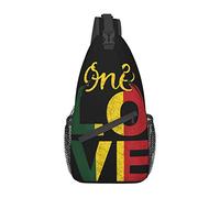 Lsjuee One Love Giamaicano Rasta Reggae Borsa a tracolla Donna Uomo per zaino da viaggio in bicicletta Escursionismo sportivo