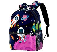 Lsjuee Outer Space Planet Rocket Alien Earth Zaino per laptop Zaini da viaggio Bookbag per zaino per studenti e ragazze