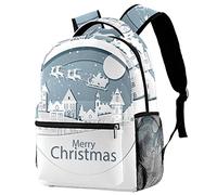 Lsjuee Paper Cut Style Christmas Prints Zaino a cartella per studenti della scuola primaria per ragazze Preppy Schoolbag