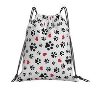Lsjuee Paw Print Borsa con coulisse per il tempo libero unisex semplice, borse con coulisse da palestra, borse portaoggetti per zaino portatile da esterno