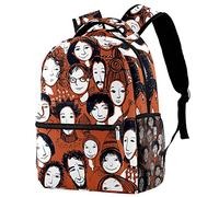 Lsjuee People Face Crowd Stampe retrò Zaino per studente della scuola primaria Zaino per ragazze Preppy Schoolbag