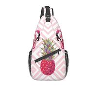 Lsjuee Pink Flamingo Pine Borsa da petto diagonale casual unisex, borsa a tracolla multiuso da viaggio, zaino da escursionismo
