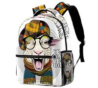 Lsjuee Pretty Sheep Prints Zaino a cartella per studenti della scuola primaria per ragazze Preppy Schoolbag
