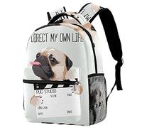 Lsjuee Pug Dog I Direct My Own Life Backapck, elegante zaino per laptop Borsa per computer, borsa per laptop Zaino casual adatto per notebook da 14 pollici