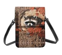 Lsjuee Raccoon in the Fall Tree Hole Gingerbread Man Candy Borse a tracolla per cellulare da donna, Portafoglio piccolo per cellulare stampato in pelle PU