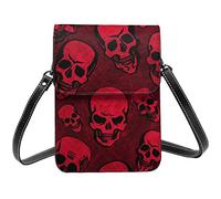 Lsjuee Red Skulls Gingerbread Man Candy Crossbody Portamonete per cellulare da donna, Portafoglio piccolo per cellulare stampato in pelle PU