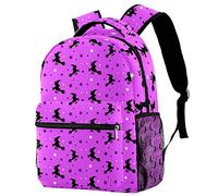 Lsjuee Scomparto per laptop nello zaino della strega di Halloween e doppio portabottiglie per borse da scuola per adolescenti