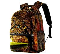 Lsjuee Scomparto per laptop nello zaino dell'albero della foresta d'autunno e doppio portabottiglie per borse da scuola per adolescenti