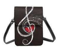 Lsjuee Simboli musicali Love Purple Star Crossbody Portamonete per cellulare da donna, Portafoglio piccolo per cellulare stampato in pelle PU