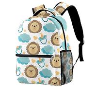 Lsjuee Simpatico zaino con testa di leone e nuvola per pannolini-01 per ragazzi e ragazze con spallacci regolabili, maniglia per il trasporto e doppie maniche per bottiglie di bevande