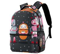 Lsjuee Simpatico zaino per laptop da viaggio con stelle robot dei cartoni animati per ragazzo e ragazza, zainetto casual per zaino da scuola universitaria