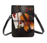 Lsjuee Spartiti per violino Fiore Parigi Torre Eiffel Borsa a tracolla per cellulare da donna, Portafoglio piccolo per cellulare stampato in pelle PU