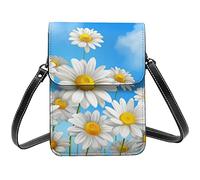 Lsjuee Spring Daisy Flowers Flower Paris Eiffel Tower Crossbody Portamonete per cellulare da donna, Portafoglio piccolo per cellulare stampato in pelle PU