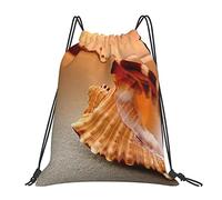Lsjuee Sunset Over The Sea With The Shell Conch Borsa con coulisse per il tempo libero unisex semplice, borse con coulisse da palestra, borse portaoggetti per zaino portatile da esterno