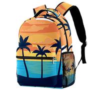 Lsjuee Sunset Palmier School Backapck, elegante zaino per laptop borsa per computer per donne ragazze, borsa per laptop per insegnanti zainetto casual adatto per notebook da 15 pollici