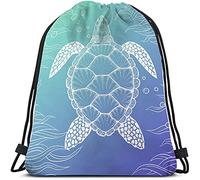 Lsjuee Tartaruga Borse con coulisse Zaino Borsa Oceano Mare Animale Alghe Cartoon Doddle Art Bolla subacquea Sport uomo Donn