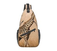 Lsjuee Two Giraffe Running On The Barren Borsa da petto diagonale casual unisex, borsa a tracolla multiuso da viaggio, zaino da escursionismo