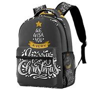 Lsjuee We Wish You A Merry Christmas Tree Backapck, Elegante Backapck per computer, Daypack casual Fit Notebook per laptop da 14 pollici