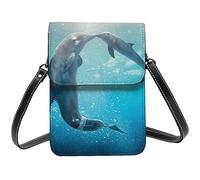 Lsjuee Winter the Dolphin Flower Paris Eiffel Tower Crossbody Portamonete per cellulare da donna, Portafoglio piccolo per cellulare stampato in pelle PU