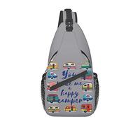 Lsjuee You Make Me Happy Camper Trailer Borsa da petto diagonale casual unisex, borsa a tracolla multiuso a tracolla da viaggio zaino da escursionismo