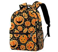 Lsjuee Zainetto a cartella per studenti della scuola elementare con stampe di zucche di Halloween per zainetto preppy per ragazzi