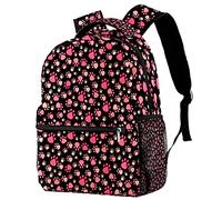 Lsjuee Zaini casual Borsa da scuola spaziale per adolescenti Ragazze Ragazzi di animale domestico rosa Modello Borse per libri Zaino con portabottiglie