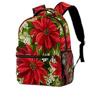 Lsjuee Zaini casual Borsa da scuola spaziale per adolescenti Ragazze Ragazzi Meravigliose borse per libri con fiori di stella di Natale Zaino con portabottiglie