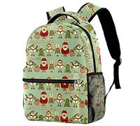 Lsjuee Zaini casual Borsa da scuola spaziale per adolescenti Ragazze Ragazzi Retrò Buon Natale Babbo Natale Pupazzi di neve Albero Regalo Coniglio Borse per libri invernali Zaino con portabottiglie