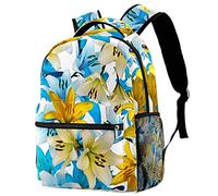 Lsjuee Zaino a cartella per studenti della scuola primaria con stampe floreali vivaci per zainetto preppy per ragazzi