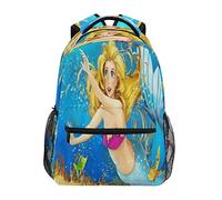 Lsjuee Zaino a forma di sirena dei cartoni animati per la scuola, zaino per laptop resistente all'acqua, zaino da viaggio casual per ragazzi e ragazze