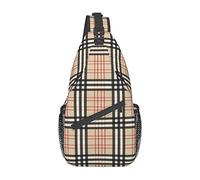 Lsjuee Zaino a tracolla a tracolla a quadretti scozzese scozzese beige per donna Uomo Borsa a tracolla pettorale per escursionismo da viaggio, nero, SB-122