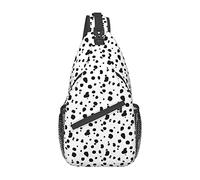 Lsjuee Zaino a tracolla a tracolla con stampa dalmata in bianco e nero per donna Uomo Borsa a tracolla sul petto per escursionismo da viaggio