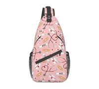 Lsjuee Zaino a tracolla a tracolla rosa con stampa GenericLove per donna Uomo Zaino da viaggio per escursionismo Borsa a tracolla sul petto, SB-122