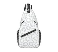 Lsjuee Zaino a tracolla con stampa animalier leopardo bianco grigio ghepardo per donna Uomo Zaino da viaggio per escursionismo Borsa a tracolla sul petto, Nero, SB-122