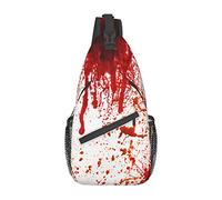 Lsjuee Zaino a tracolla con tracolla horror con schizzi di sangue per donna e uomo, borsa a tracolla sul petto per escursionismo da viaggio