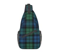 Lsjuee Zaino a tracolla scozzese scozzese Clan Campbell verde blu tartan per donna uomo viaggio escursionismo borsa a tracolla pettorale, nero, SB-122
